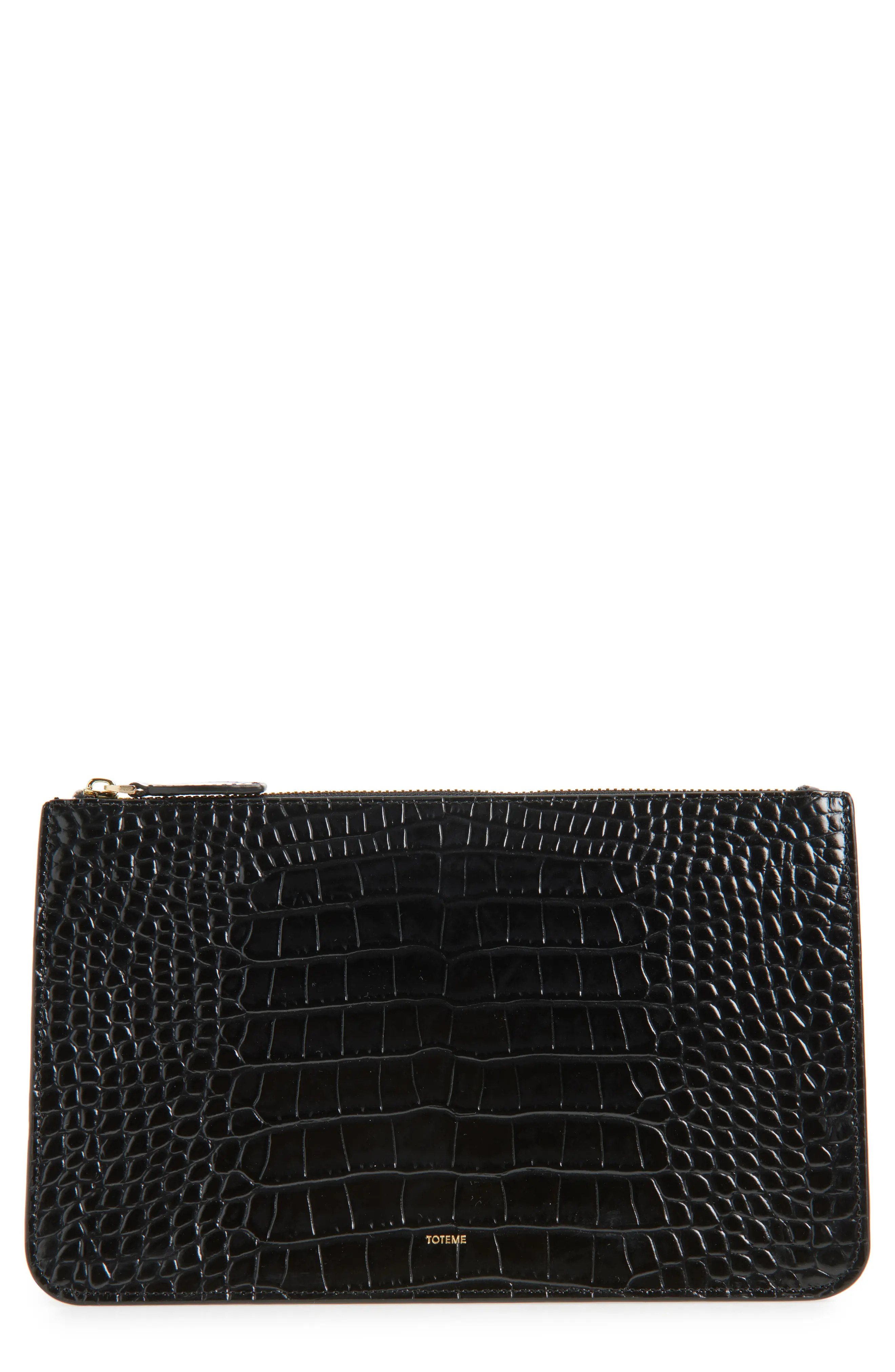 TOTEME Threefold Croc Embossed Leather Clutch (Women) | Nordstrom | Nordstrom