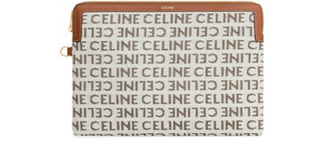 Small pouch with strap Celine signature in textile with Celine all-over and calfskin - CELINE | 24S (APAC/EU)