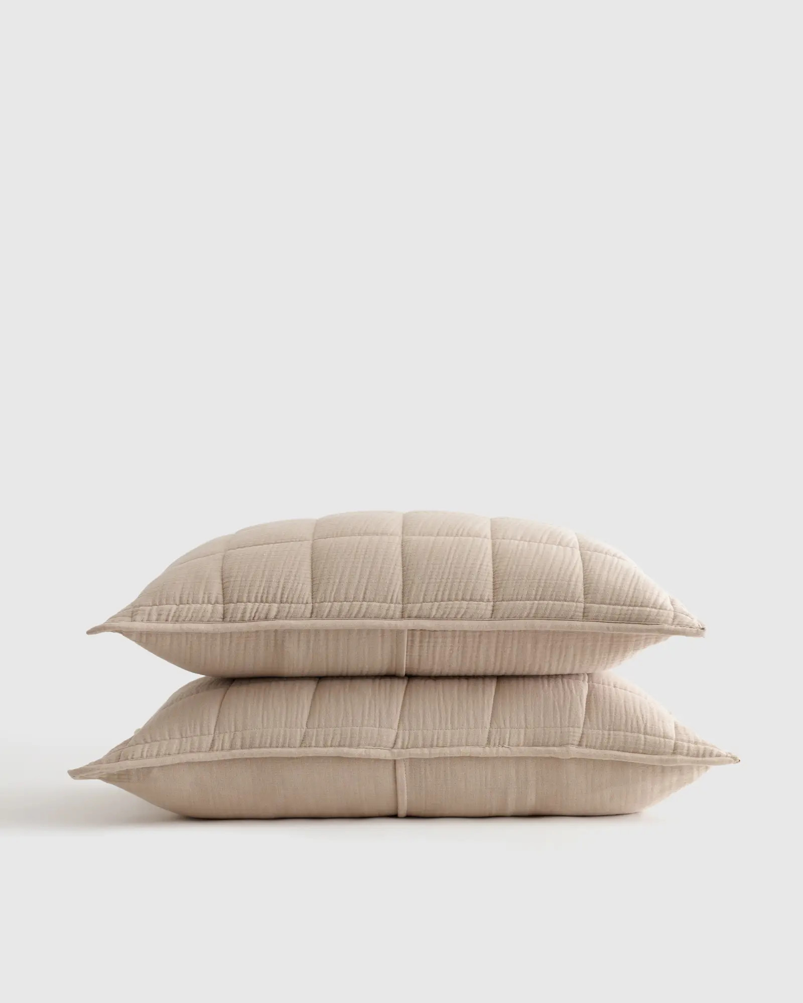 Organic Airy Gauze Box Quilt Sham Set in Dune | Quince