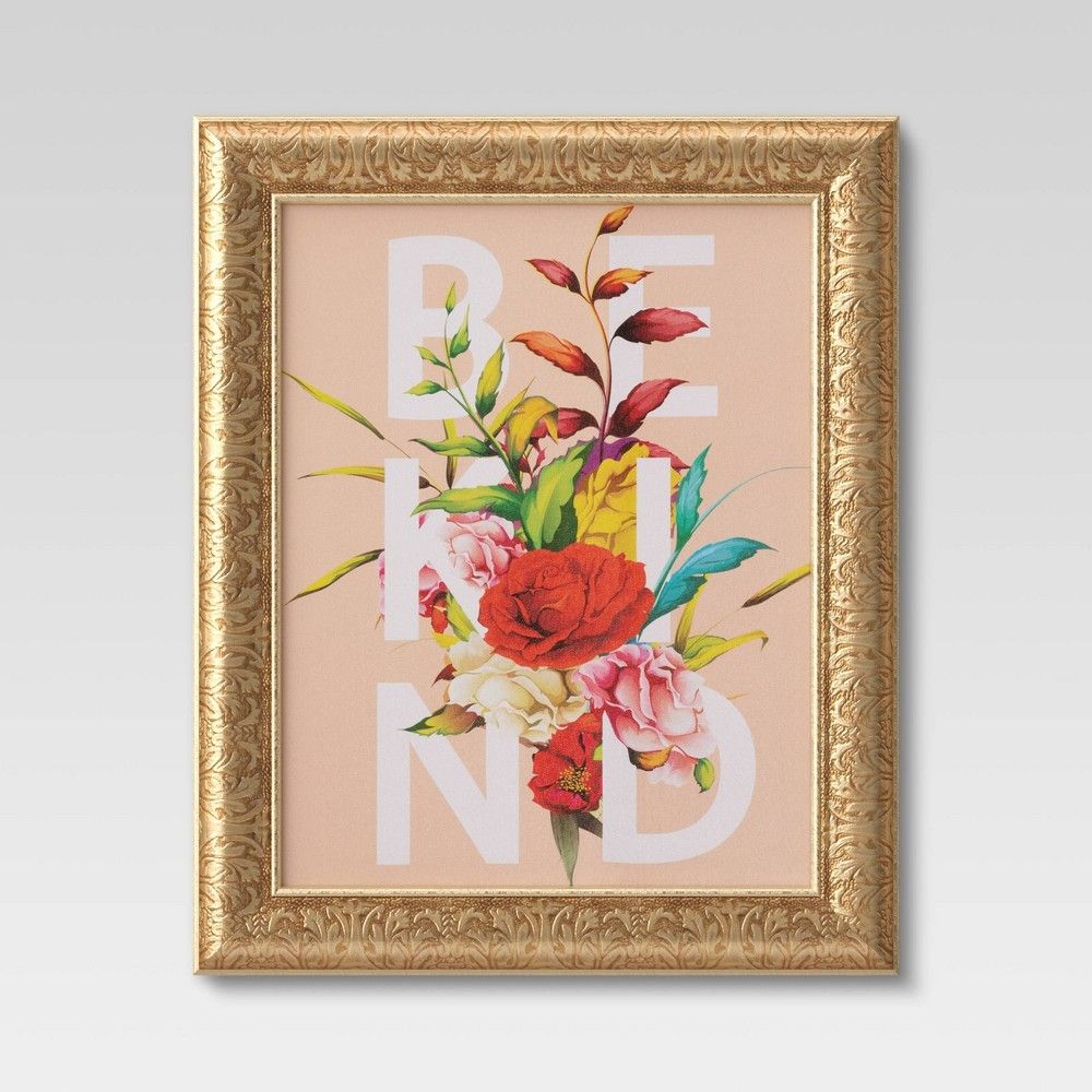 16""x20"" Be Kind Flowers Framed Wall Canvas - Opalhouse | Target