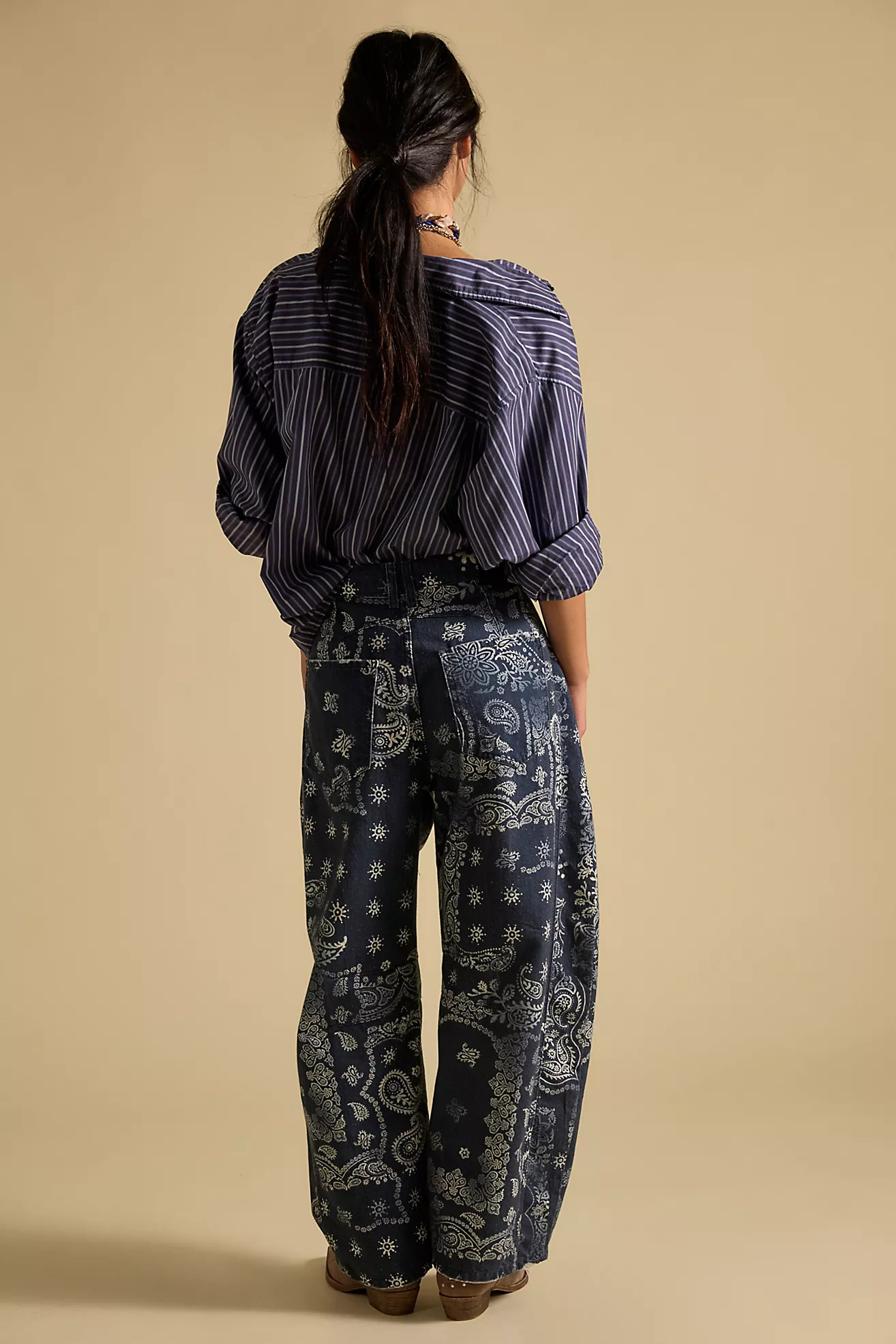 We The Free Good Luck Printed Barrel Jeans | Free People (Global - UK&FR Excluded)