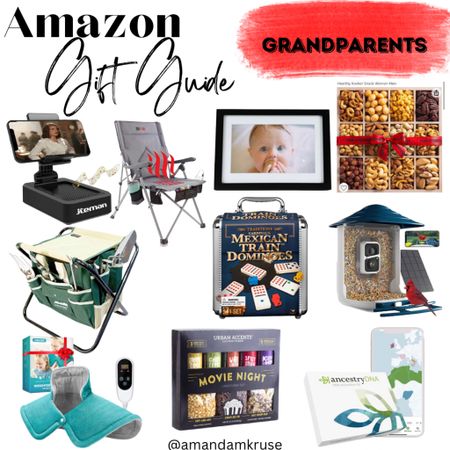 Gift guide for Grandparents.

Gifts for grandparents, gift guide, Christmas gift guide, holiday gift guide, cell phone stand with speaker, camping chair, digital picture frame, mixed nuts, garden tool sets, Mexican train game, smart bird feeder, weighted neck heater, popcorn seasoning, ancestry DNA kit 

#LTKfindsunder100 #LTKGiftGuide #LTKCyberWeek