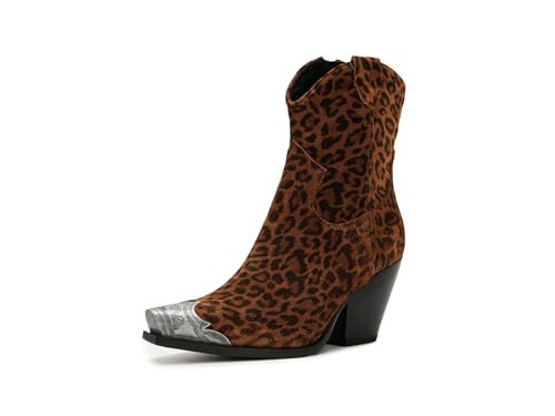 Free People Women's Brayden Western Boots, Leopard Suede, 9.5 Medium | Amazon (US)
