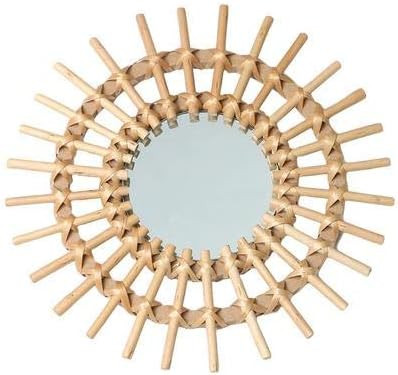 Mirror Makeup Mirror Rattan Innovative Art Decoration Round Mirror Dressing Bathroom Wall Hanging... | Amazon (US)