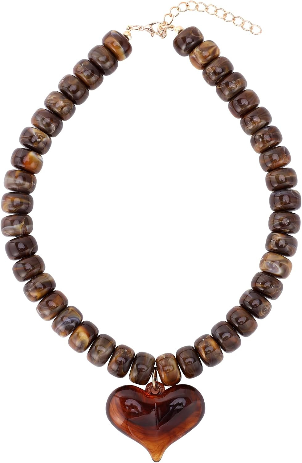 Chunky Heart Colorful Beaded Statement Chokers Necklace | Amazon (US)