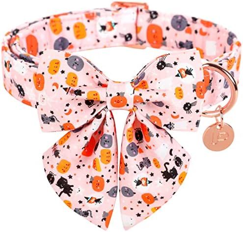 UP URARA PUP Halloween Dog Collar with Bow Tie, Pumpkin Cotton Bowtie Collar for Puppy Girl Dog or C | Amazon (US)