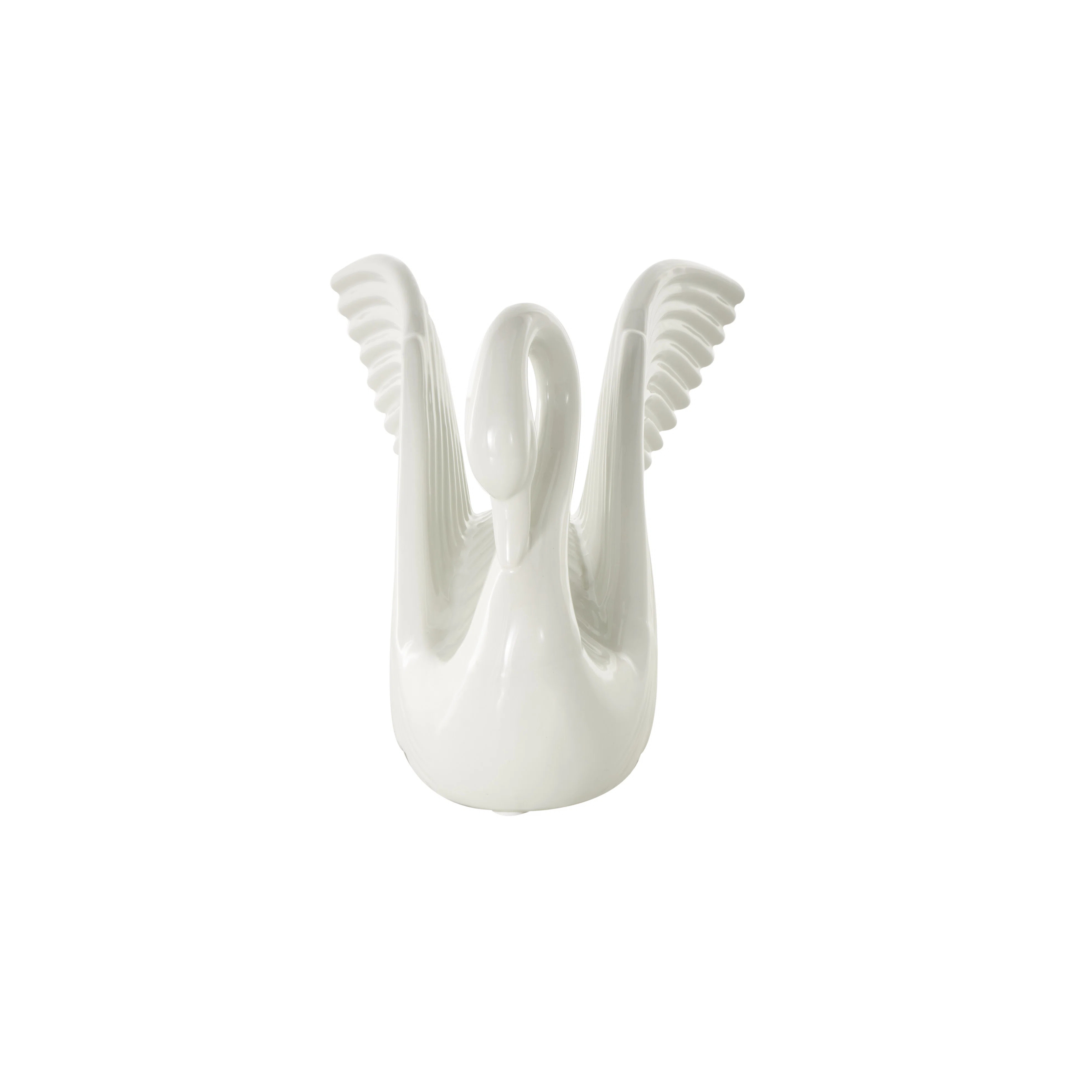 Jadison Ceramic Swan Decorative Sculpture with Textured Grooves | Wayfair North America