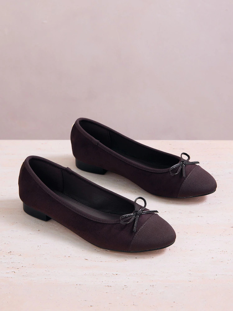 Lipsy Chocolate Brown Standard Fit Toecap Ballerinas | Next EU