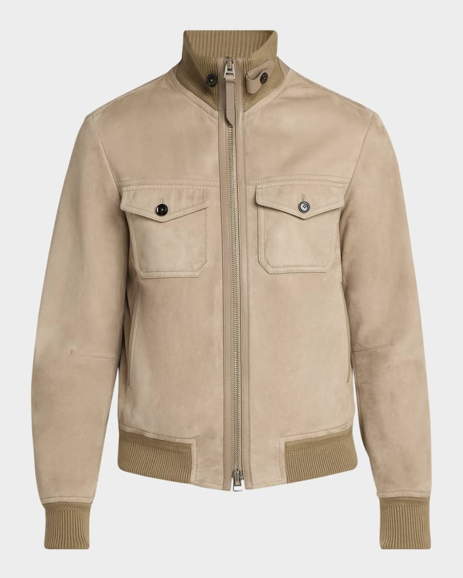 TOM FORD Suede Double-Pocket Bomber Jacket | Neiman Marcus