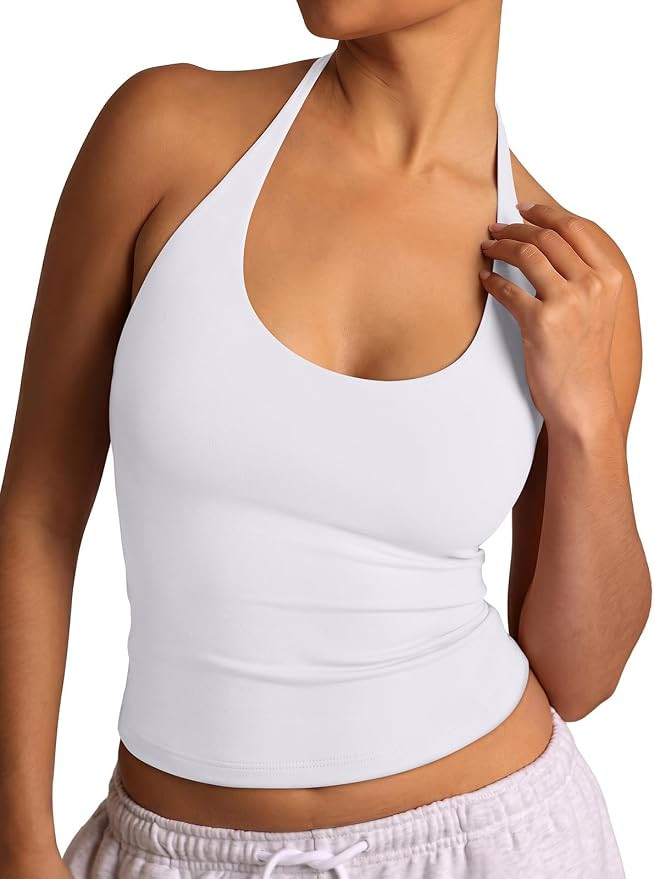 REORIA Womens Halter Tank Tops Backless Y2K Going Out 2026 Summer Outfits | Double Lined Material... | Amazon (US)
