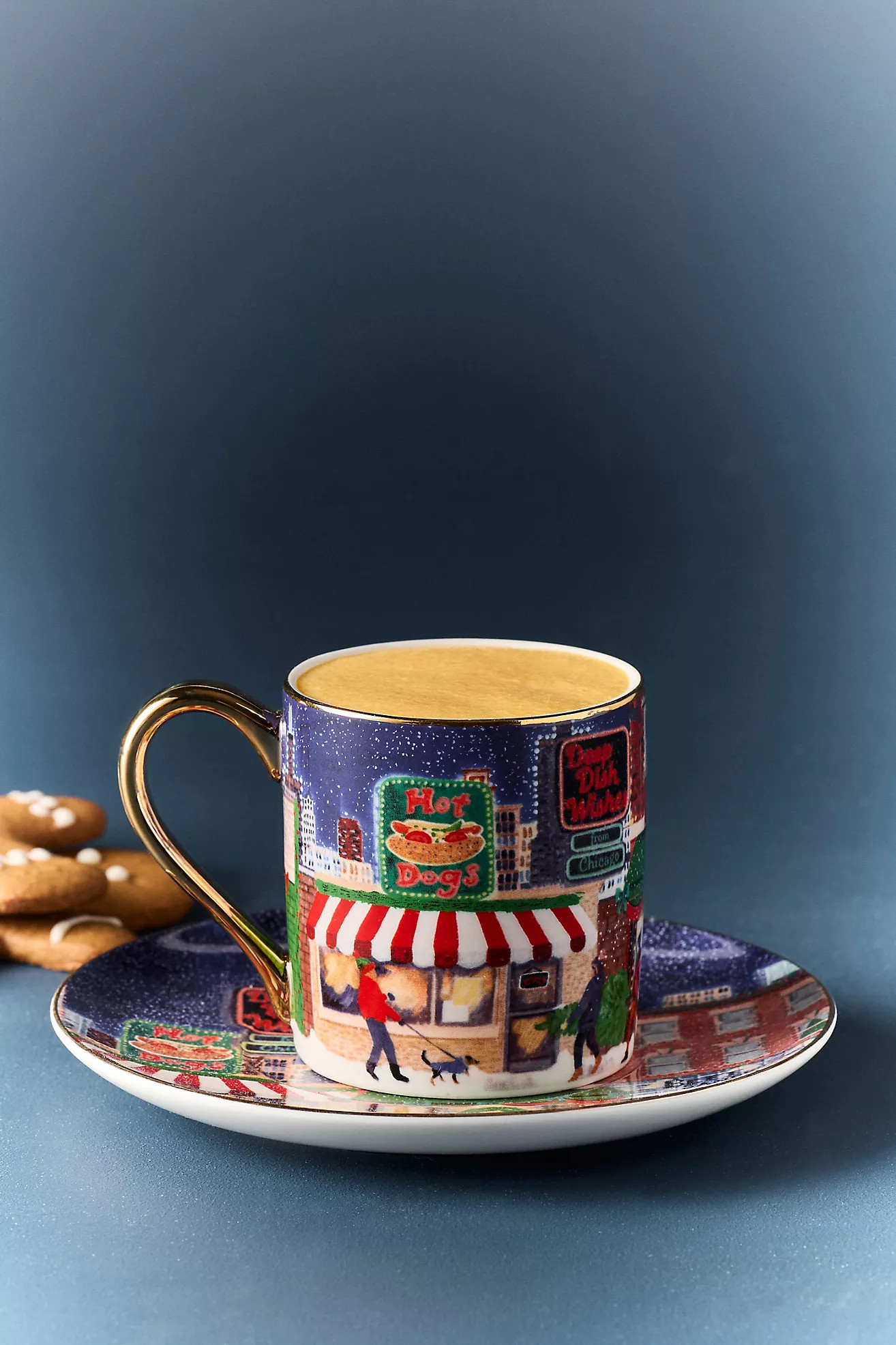 Holiday in the City Stoneware Espresso Cup & Saucer | Anthropologie (US)