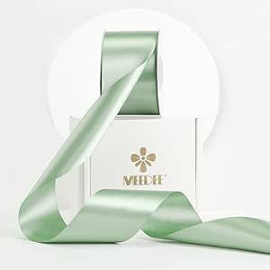 MEEDEE Sage Satin Ribbon 2 Inch Light Green Ribbon Double Faced Satin Ribbon by 25 Yards Silk Rib... | Amazon (US)