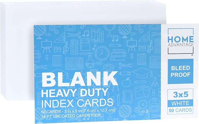 Home Advantage 3x5 Blank Index Cards - Our 50 Pack of Blank Note Cards Use Heavy Duty Cardstock t... | Amazon (US)