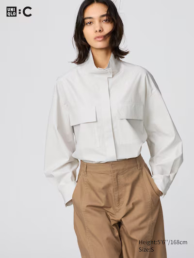 Cotton Stand Collar Shirt Jacket | UNIQLO (US)