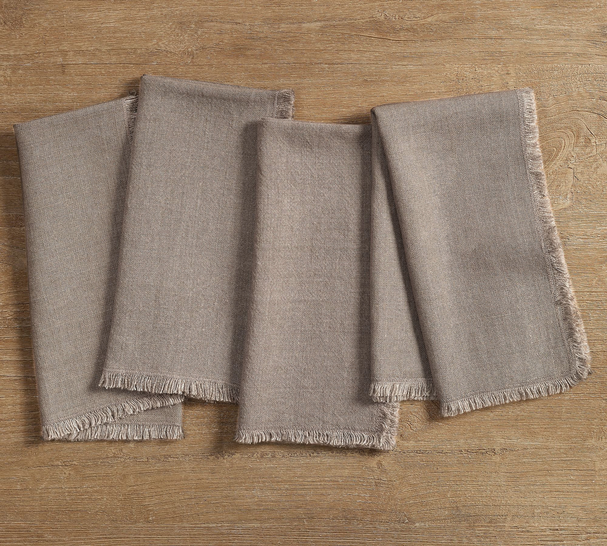Frayed Oversized Linen Napkins, Set of 4 - Amber | Pottery Barn (US)