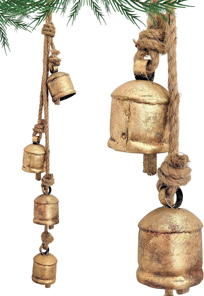 Shabby Chic Vintage Country Rustic Style Bells Cluster Hanging Handmade Metal Harmony Christmas H... | Amazon (US)