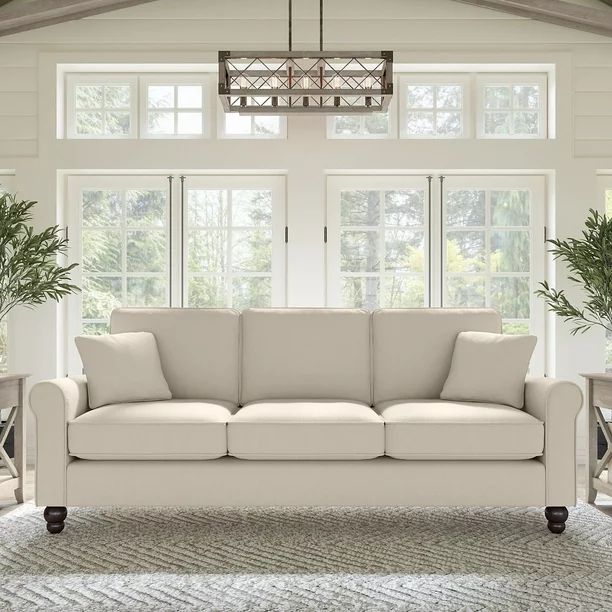 Bush Furniture Hudson 85W Sofa in Cream Herringbone | Walmart (US)