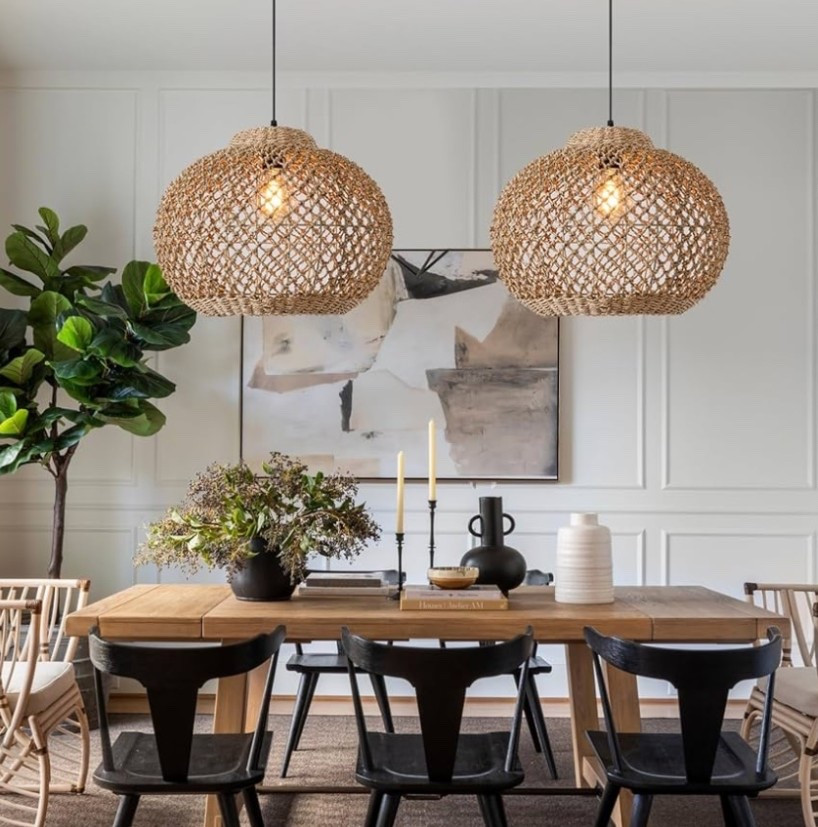 Tropical dining room refresh. 🌴 This woven rattan pendant light brings warm texture and breezy coastal charm to your space. Hand-woven detail and soft glow create the perfect boho island vibe for kitchens, dining rooms, and living spaces.

Add this tropical touch and brighten your space now.✨

#LTKHome #LTKSeasonal #LTKOver40
