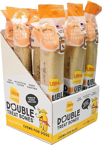 Ultra Chewy Double Treat Bones: Long-Lasting Dog Treats Made in USA for Large and Small Breeds, H... | Amazon (US)