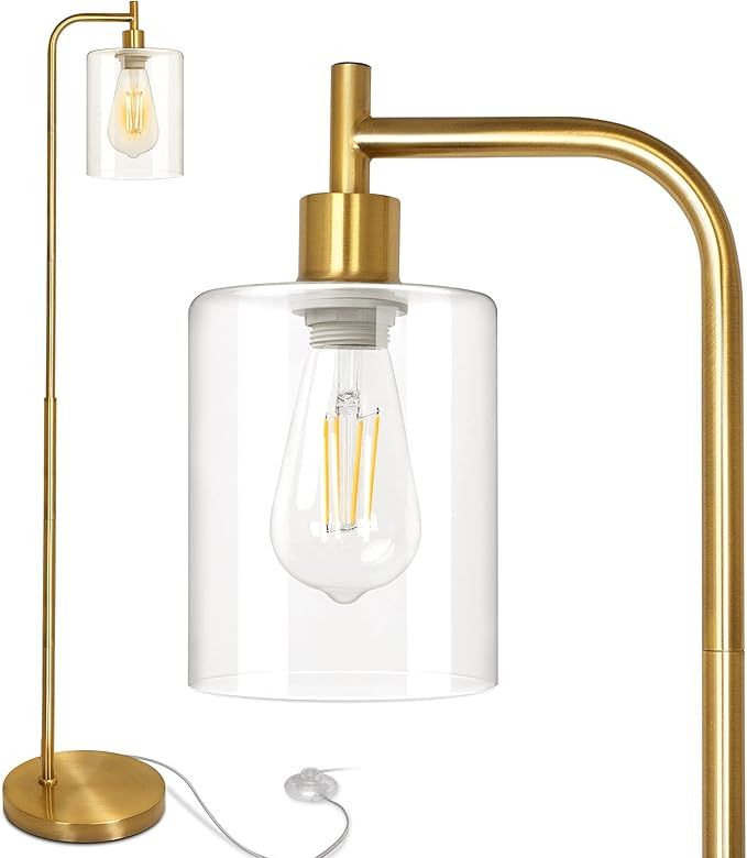 JoJocom Brass Gold Floor Lamps Industrial, Modern Standing Lamp with E26 Light Bulb & Hanging Cle... | Amazon (US)