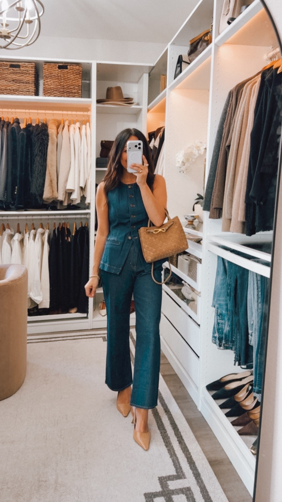 Denim on denim⭐️ Love this fly away vest- fits perfectly. I’ve had these J.crew jeans for  years - talk about a perfect match👏🏽 love when that works out- and still available 
all TTS and 40% off! 

#LTKSaleAlert #LTKOver40