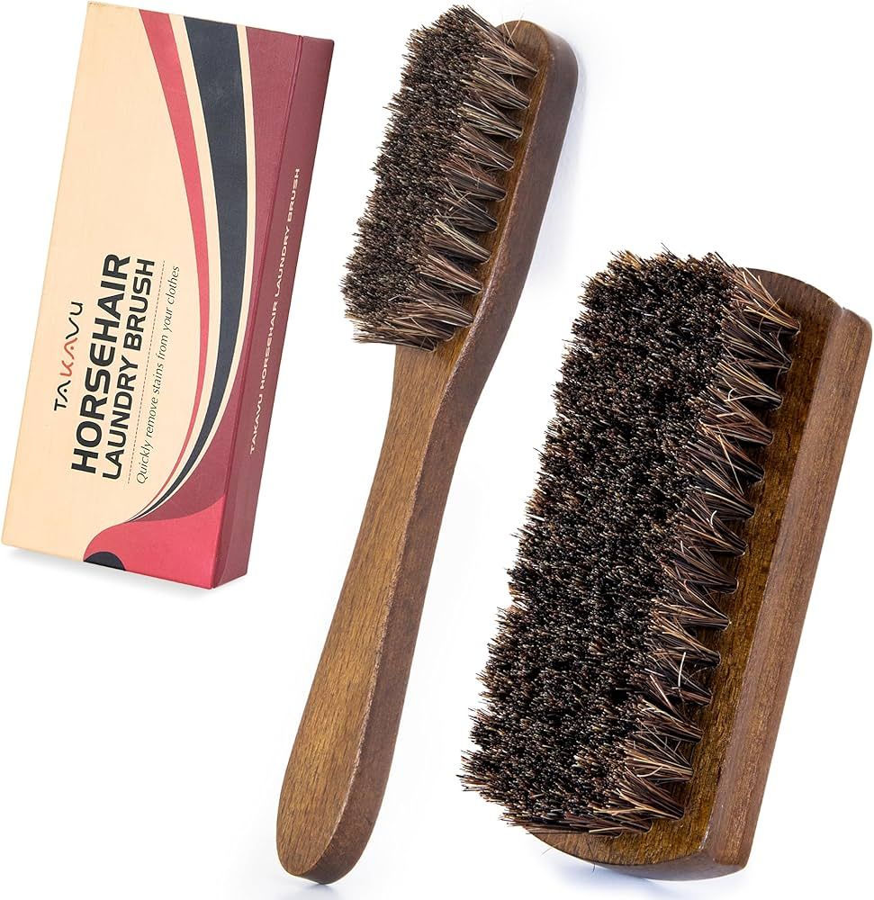 Horsehair Laundry Stain Brushes Set by TAKAVU, Natural Soft Bristle for Scrubbing Out Tough Stain... | Amazon (US)