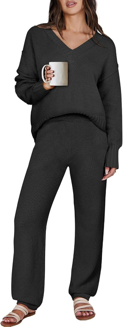 Prinbara Women's 2 Piece Outfits Trendy Sweater Sets Oversized Knitted Lounge Sets Slouchy Matchi... | Amazon (US)