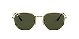Ray-Ban RB3548N Flat Lens Hexagonal Sunglasses, Gold/Green Polarized, 51 mm | Amazon (US)