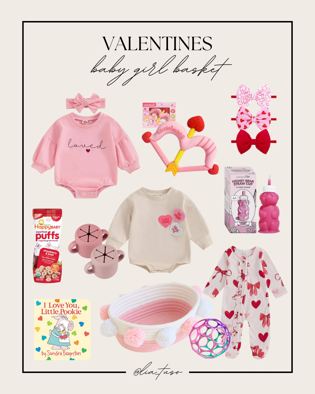 Valentines Baby Girl Basket | Baby Boy Girl Bubble Romper, Teethers Heart Shape Silicone Baby Teether Toy, I Love You, Little Pookie, Happy Baby Organic Superfood Puffs, Ryan & Rose Cutie PAT Pacifier Teether, Snack Containers, Silicone Snack Cups,Legendairy Milk Honey Bear Straw Cup Silicone for Babies,Infant Toy, Small Pink Basket with Pom Pom, Valentines Baby Girl Outfit Bowknot Heart, Infant Valentines Baby Girl Outfit, Valentines Bows for Baby Girls

#ValentinesGiftIdeas #ValentinesBasket #ValentinesBabyGirlBasket 

 #LTKGiftGuide #LTKSeasonal #LTKBaby