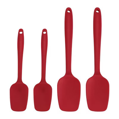 Unique Bargains Heat Resistant Non-scratch Non Sticky Rubber Spatula 10.8" x 2.4" 4 Pcs Red | Target