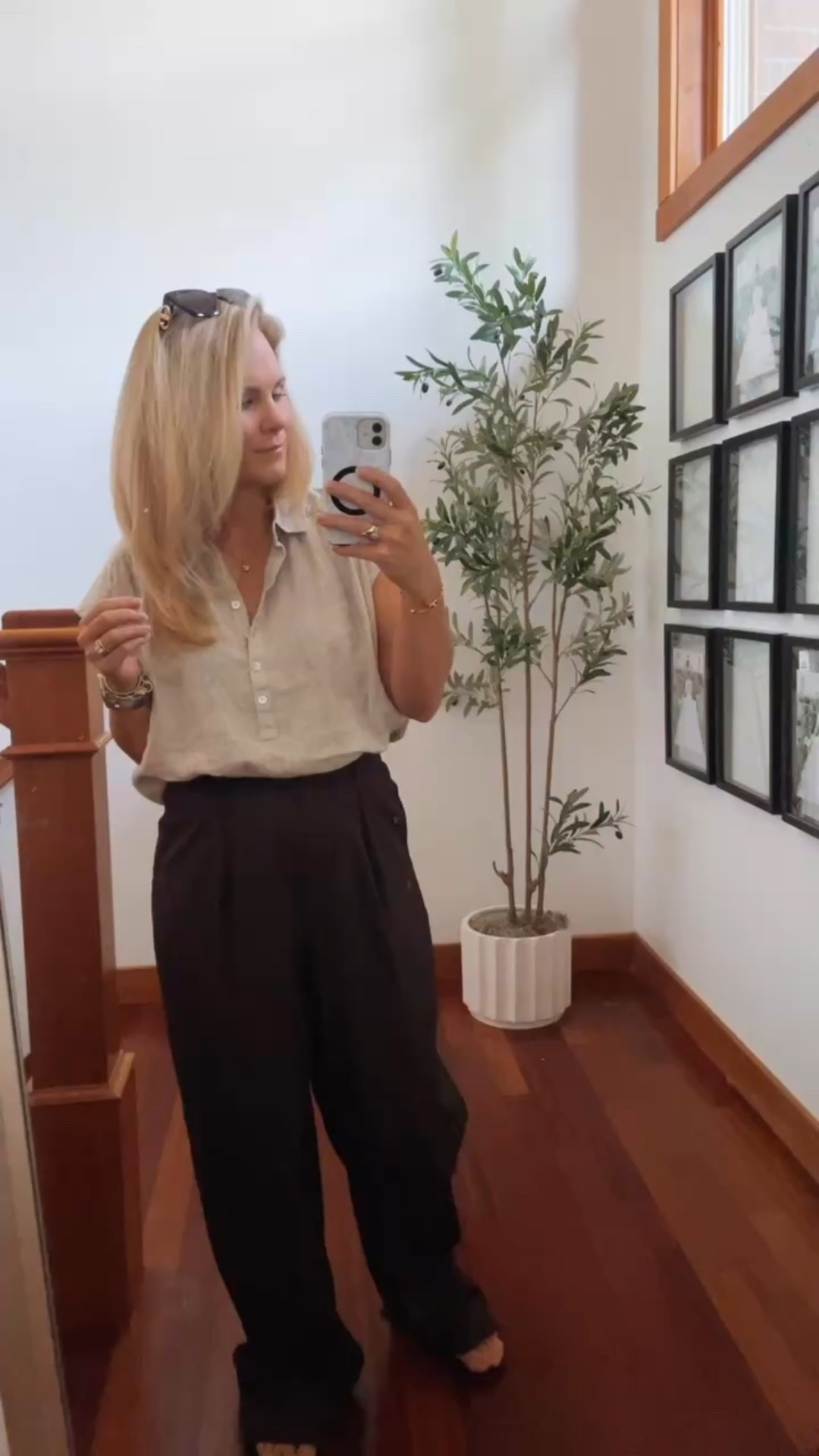 Elevated everyday ✨ Lululemon trousers + a J.Crew linen blouse = the chic, effortless outfit I’ll be wearing on repeat. Perfect for coffee runs, school drop-off, or casual office days—comfy but put-together in seconds 👗☕ Tap to shop my exact look! #LTKStyle #LululemonOOTD #JcrewStyle #MomStyleChic fall style 
Fall pieces 
Fall outfit 
Dior sunglasses 
Tory Burch miller sandals 

#LTKSeasonal #LTKPetite #LTKSaleAlert