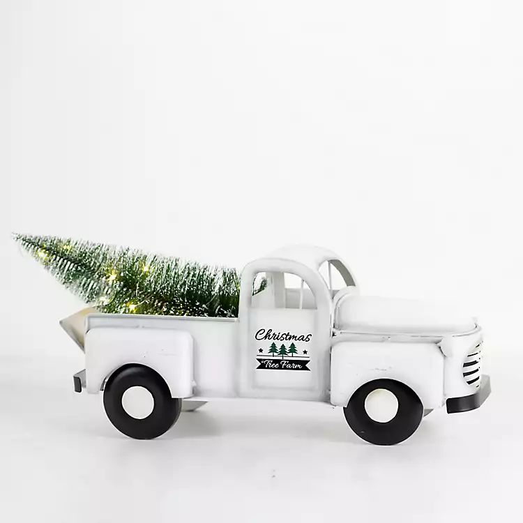 Pre-Lit White Pickup Truck with Christmas Tree | Kirkland's Home