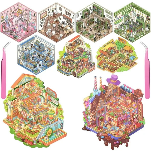 Meafeng 9PCS DIY 3D Sticker Scene, 3D Miniature Scene Stickers Fun Mini Room Cute Sticker Therapy... | Walmart (US)