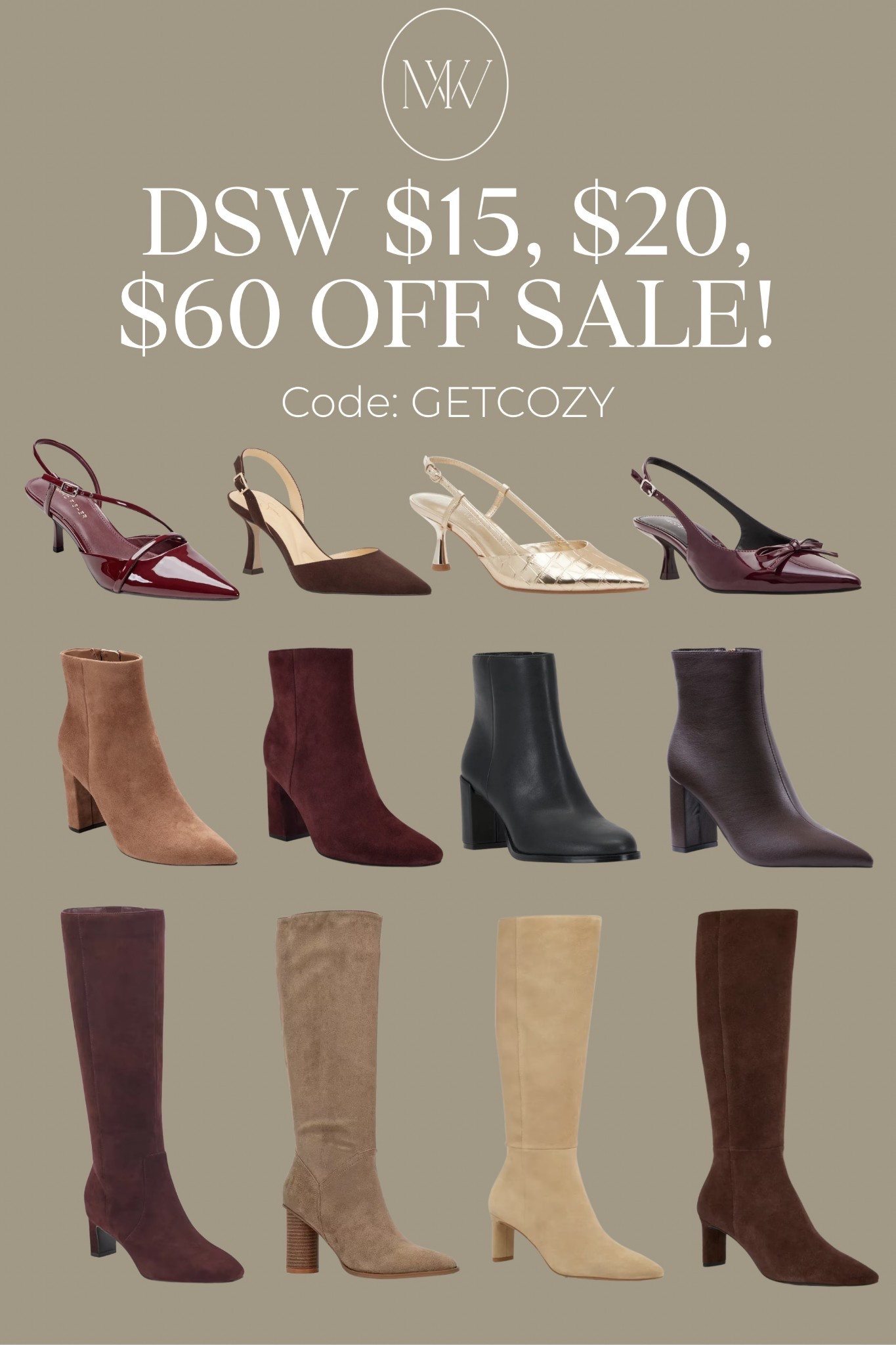 If you’ve been waiting to shop for fall/winter shoes, now’s your time! 

Here’s some seasonal boots and heels from DSW that I love and that would be perfect for any holiday outfits coming up. 

Use code GETCOZY at checkout and get up to $60 off your order! (Valid from 10/27 - 10/29!) 🍂🤍

#suedeboots #fallboots #fallshoes

#LTKSaleAlert #LTKSeasonal #LTKHoliday
