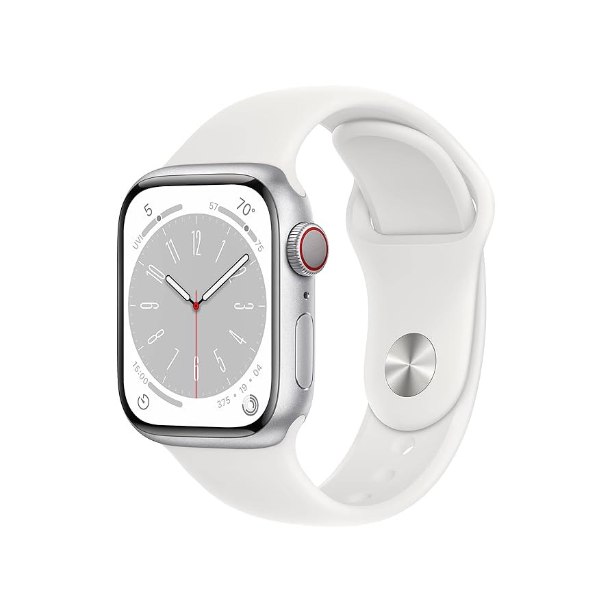 Apple Watch Series 8 (GPS + Cellular, 41mm) - Silver Aluminum Case with White Sport S/M Band (Ren... | Amazon (US)