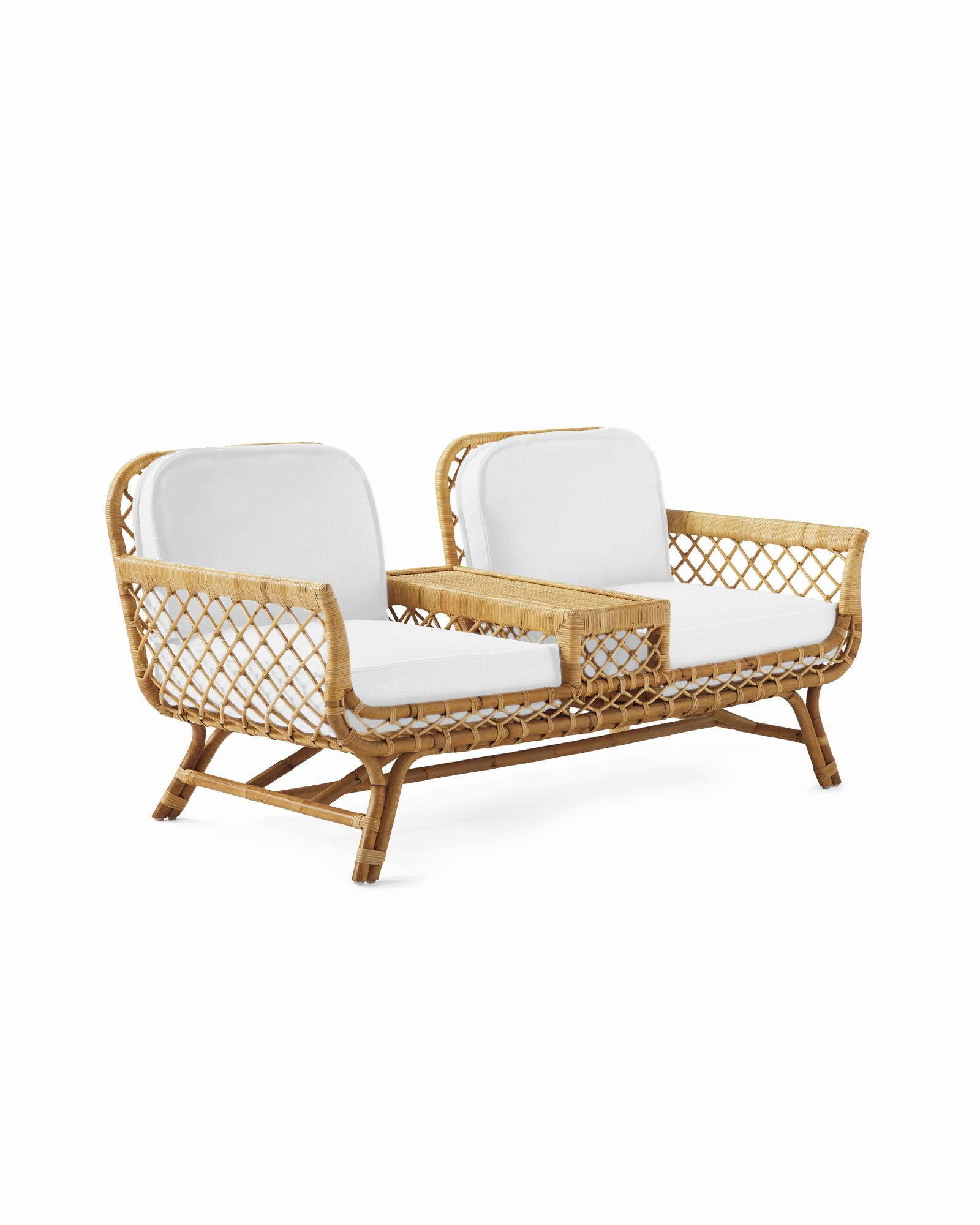Avalon Rattan Tete-a-Tete Cushions | Serena and Lily