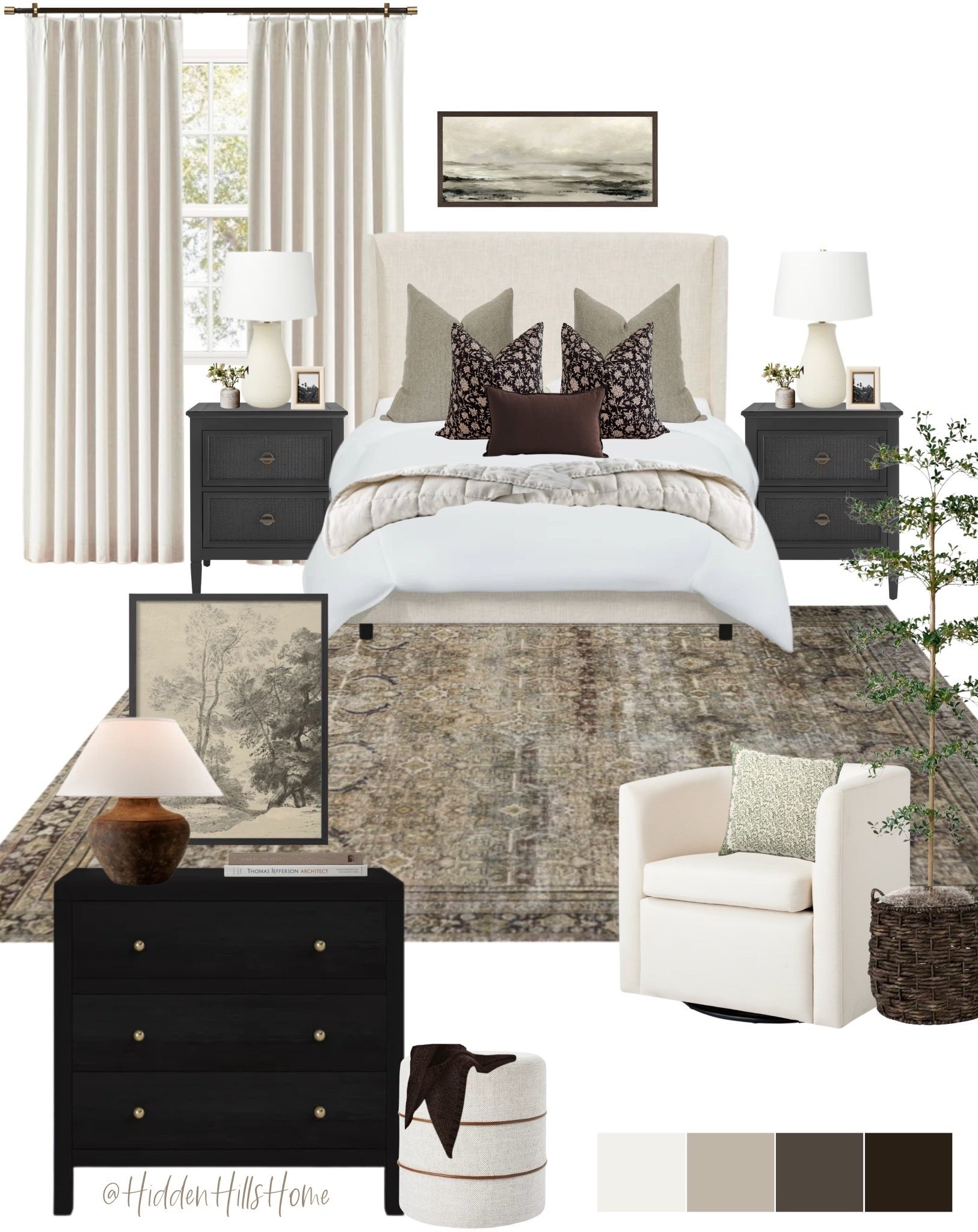 Cozy and moody bedroom decor! Bedroom mood board, Tilly bed on sale, bedroom inspiration, affordable nightstands, home decor ideas, rug, bedroom design, bedding, my guest bedroom design, master bedroom, affordable home inspo #bedroom 


#LTKSaleAlert #LTKHome #LTKSeasonal