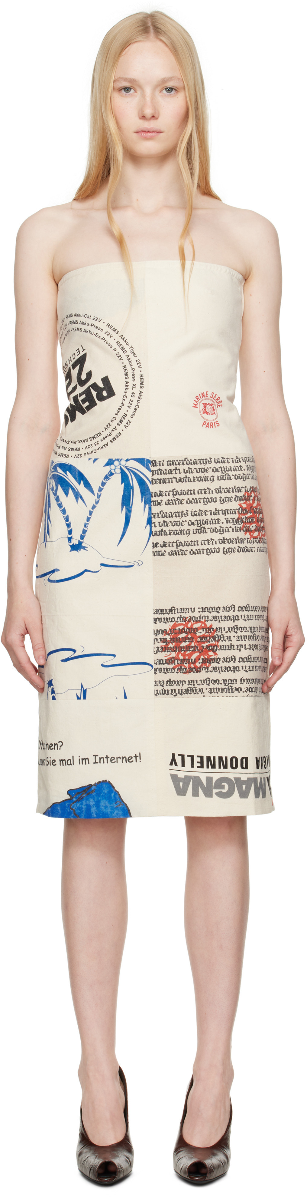 Marine Serre Beige Regenerated Tote Bags Bustier Midi Dress | SSENSE