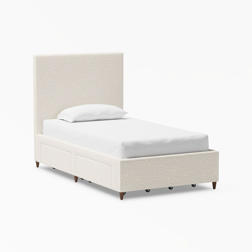 Beale Upholstered Storage Bed, Twin, Tweed Ivory | Pottery Barn Teen
