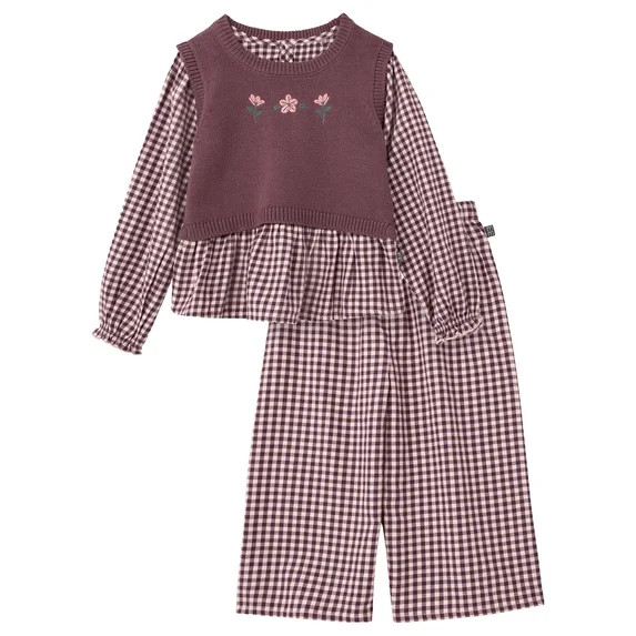 Modern Moments by Gerber Toddler Girl Outfit Set with Sweater Vest, 3-Piece, Sizes 12 Months - 5T | Walmart (US)