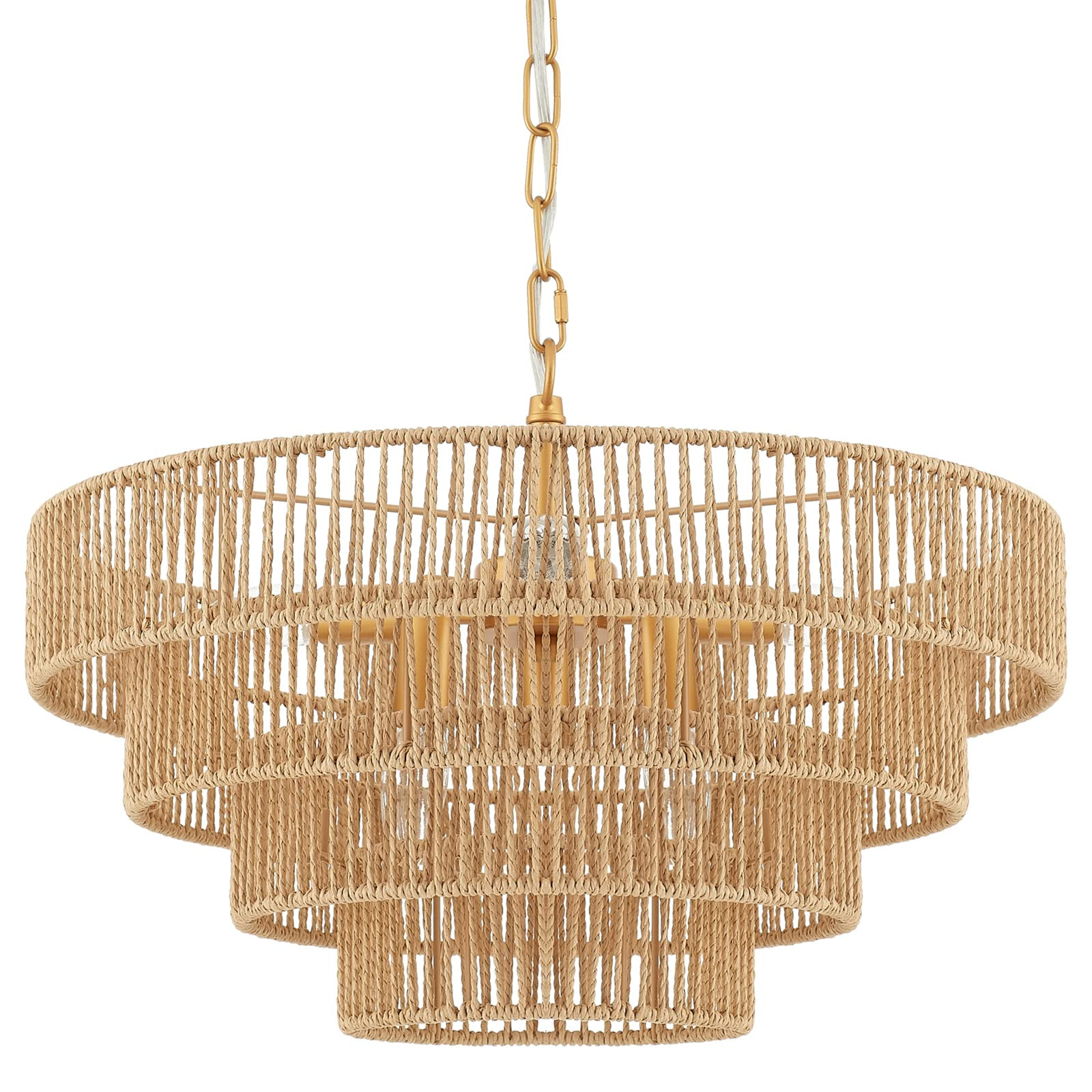 6-Lights Hand-Woven Rattan Pendant Light 4 Round Transitional Minimalist Boho Large Pendant Light... | Amazon (US)