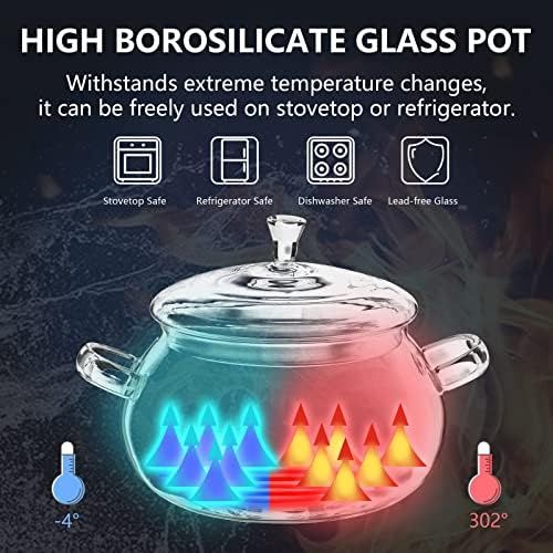 XJLVSV 2450ML/83oz Glass Clear Saucepan with Lid,Best Handmade Easy Clean Heat Resistant Glass Co... | Amazon (US)