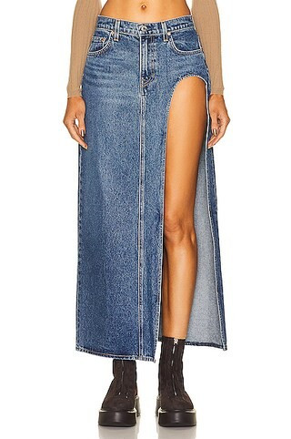 GRLFRND Blanca Maxi Skirt in Denim-Medium | FWRD 