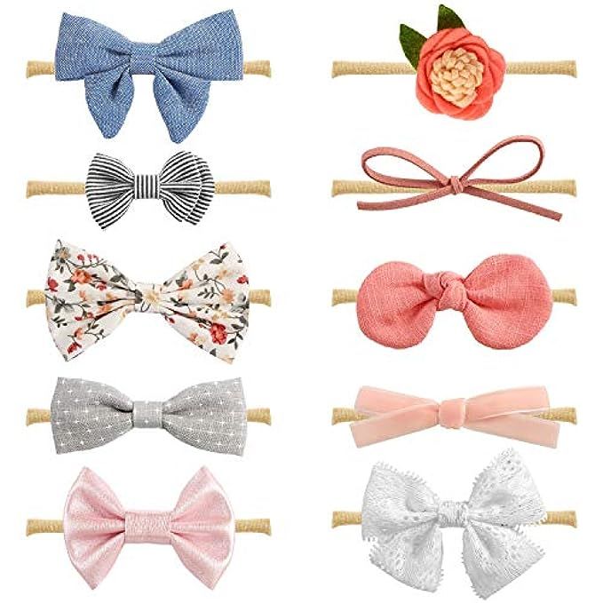 Baby Girl Headbands and Bows, Newborn Infant Toddler Hair Accessories by MiiYoung | Amazon (US)