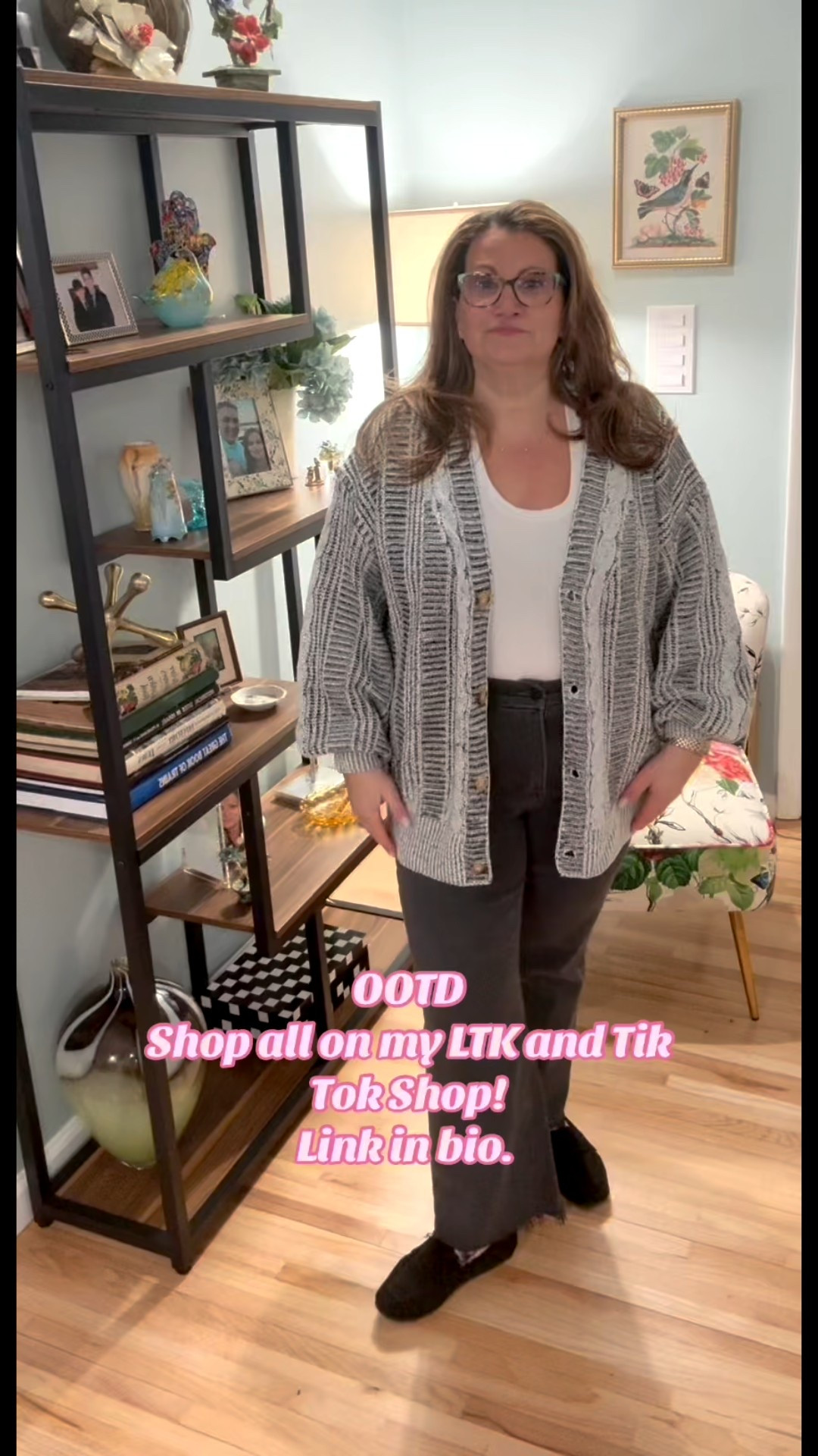 White top, jeans and shoes you can shop on my LTK page. Cardigan is Tik Tok shop! Love this whole vibe.  💖🛍️ @Nordstrom Rack @Macy’s @TikTok Shop Creator #fyp #ootd #style #midsizefashion #fashion 

#LTKFindsUnder50 #LTKMidsize #LTKootd