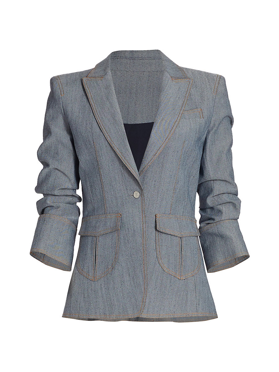 Women's Louisa Gathered Sleeve Jacket - Light Indigo - Size 0 | Saks Fifth Avenue