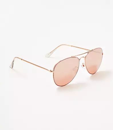 LOFT Pink Rimmed Aviator Sunglasses | LOFT Outlet