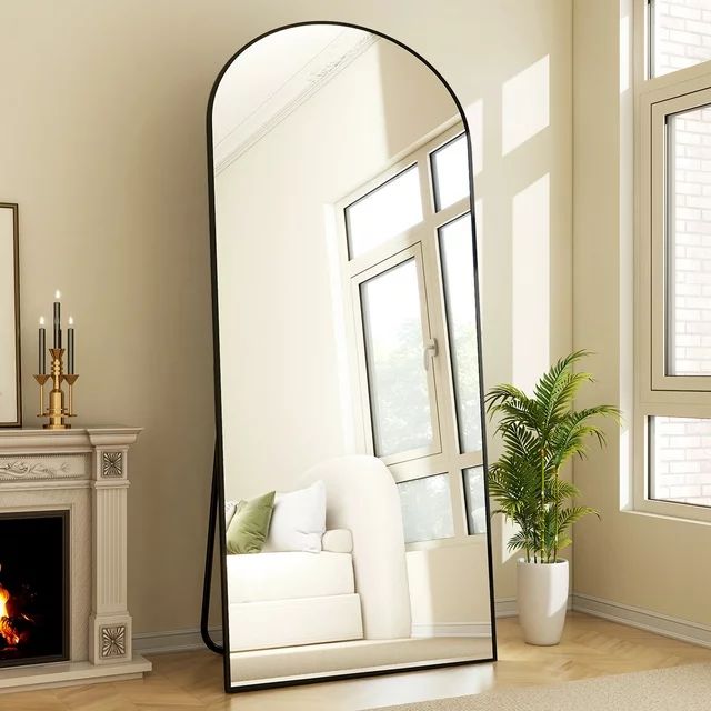 BEAUTYPEAK 71"x30" Arch Full Length Mirror Oversized Floor Mirrors for Standing Leaning, Black | Walmart (US)