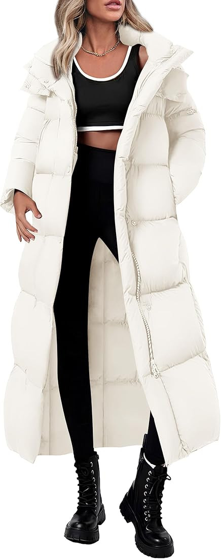 PRETTYGARDEN Women's Winter Long Puffer Coats Hooded Zip Up Casual Thickened Down Jackets Trendy ... | Amazon (US)