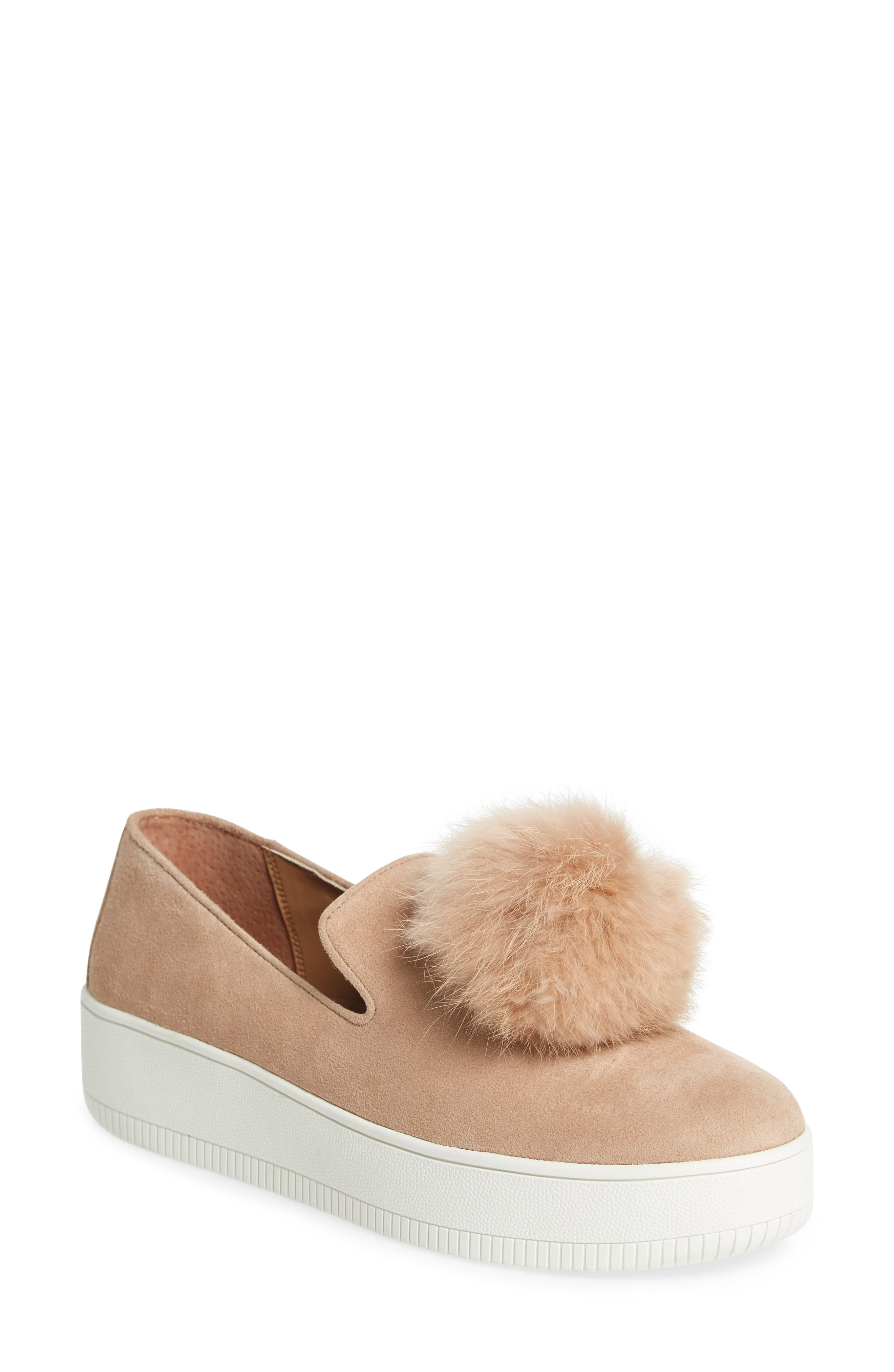 Sammy Platform Sneaker with Genuine Rabbit Fur Pompom | Nordstrom